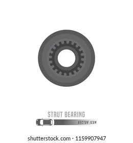 Strut bearing image. Spare parts icon in greyscale colors. Editable vector illustration isolated on a white background. Automotive concept.