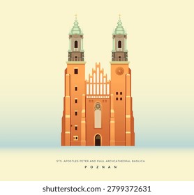 Sts. Apostles Peter and Paul Archcathedral Basilica in Poznań as EPS 10 File