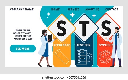 STS - Serologic Test for Syphilis acronym. medical concept background.  vector illustration concept with keywords and icons. lettering illustration with icons for web banner, flyer, landing 