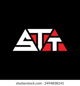 Diseño de logotipo de letra de triángulo STT con forma de triángulo. Monograma de diseño de logotipo de triángulo STT. PLANTILLA con logo de Vector triangular STT con color rojo. Logo triangular STT Diseño simple, elegante y lujoso.