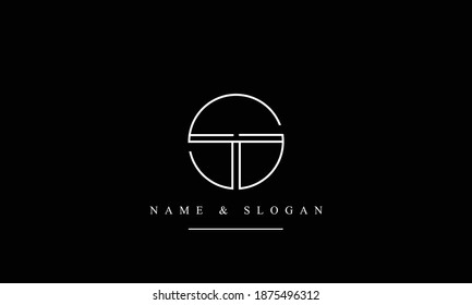 ST,TS,S,T abstract vector logo monogram tamplate