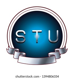 STU alphabet font letters round label