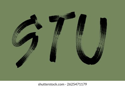 S.T.U alphabet Retro, Grunge capital letters, distressed alphabet. Punk and grunge style alphabet. Stencil graffiti font. Bold brush drawn typography. Black ink dirty texture letters, Brush painted