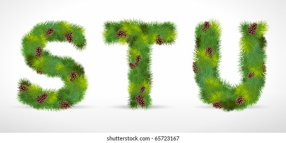 STU, vector christmas tree font