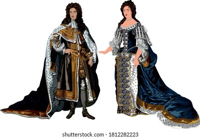 Stuart King and Queen William III and Mary II Of England 