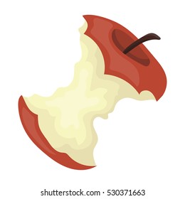 Stub of apple icon in cartoon style isolated on white background. Trash and garbage symbol vector illustration.