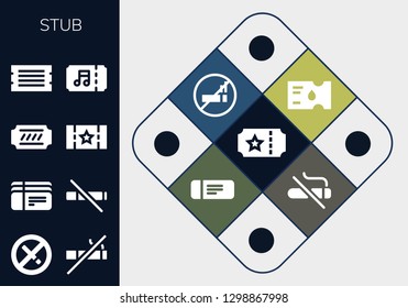  stub icon set. 13 filled stub icons. Simple modern icons about  - Ticket, No smoking, Tickets, No smoke