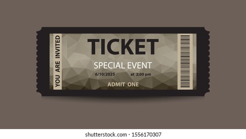 Stub ticket icon with polygonal background.