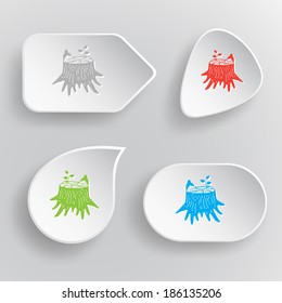 Estúpido. Botones vectoriales planos blancos sobre fondo gris.
