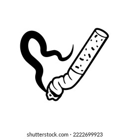 Zigarettensymbol herausgestochen. Hör auf zu rauchen. Flaches Design, Linear- und Farbstile. Einzelne Vektorgrafiken