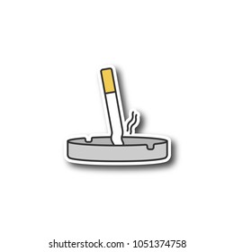 Stubbed Out Cigarette Patch. Stop Smoking. Color Sticker. Vector Isolated Illustration