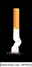 A stubbed-out cigarette isolated on black. EPS10 vector format.