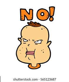 The stubborn boy does not lend itself to persuasion and does not want to compromise, expressing his protest and disagreement by firmly and rude "NO"
