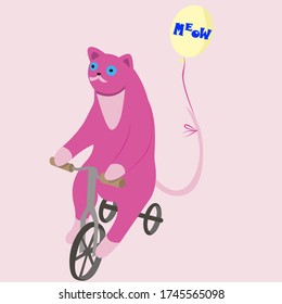 stubborn cat rides a bicycle