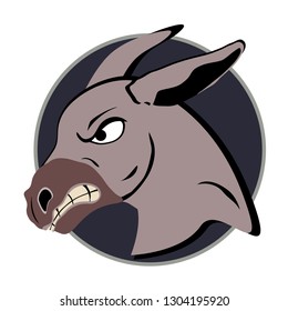 Stubborn Donkey, Angry Donkey, Flat Design