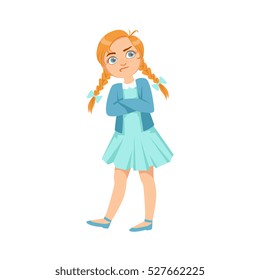 Stubborn Girl Teenage Bully Demonstrating Mischievous Uncontrollable Delinquent Behavior Cartoon Illustration