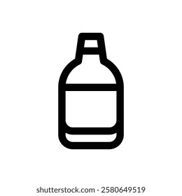 Stubby beer bottle. Editable stroke vector icon.