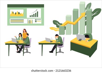 stuck business, best business performance, chart business, infographic, work fatigue,the manager is discussing the project deadline. 