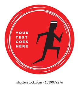 Stuck in Circle. Man running in Hamster wheel. Vector illustration. Vicious Circle Template
