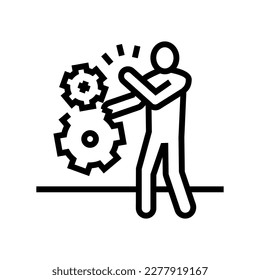 Händeklemme an der Mann-Linie Symbol Vektorgrafik. Händeklemme an das Menschenzeichen. isoliertes Kontursymbol