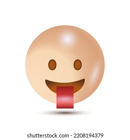 Stuck out tongue. 3D stylized vector icon. smiling emoticon character design. Isolated 3D. for emoticon characters design collection. for interface