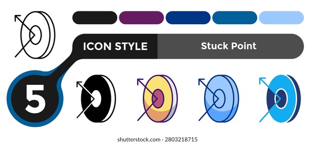 Stuck Point icon for illustrating blocked progress systems, halted movement, and inability to move forward in mindset visuals. Line, Filled, Color style.
