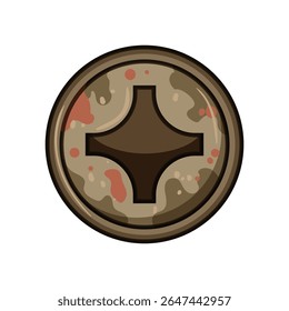 stuck rusty screw head cartoon. loosen penetrating, wd40 tools, extractor drill stuck rusty screw head sign. isolated symbol vector illustration