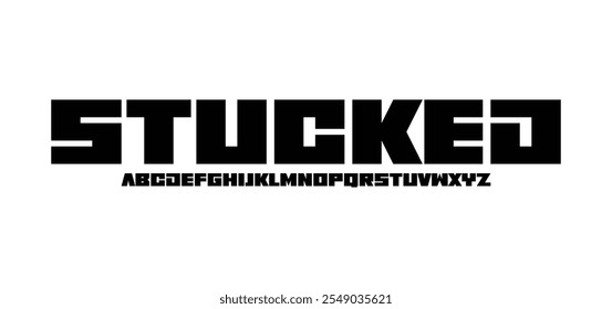 Stucked, Modern Bold Font. Sans Serif Font. Regular Italic Uppercase Lowercase Typography urban style alphabet fonts for fashion, sport, technology, digital, movie, logo design, vector illustration
