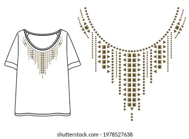Stud applique collar design for t-shirt or blouse 