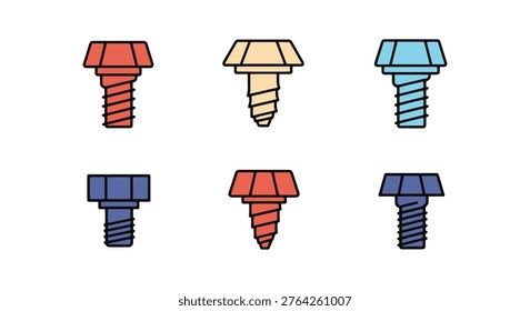Stud Bolt Line art vector set creative abstract design