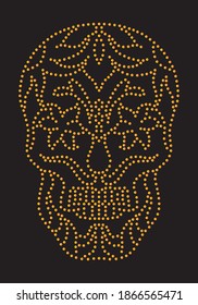 Stud design skull for tee, rive, metal detail for apparel