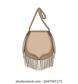 studded cowgirl bag cartoon. tassel handcrafted, durable classic, chic fashion studded cowgirl bag sign. isolated symbol vector illustration