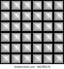 Studded, pointed pattern with black frames. Repeatable.