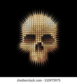 studded skull on a black background isolated