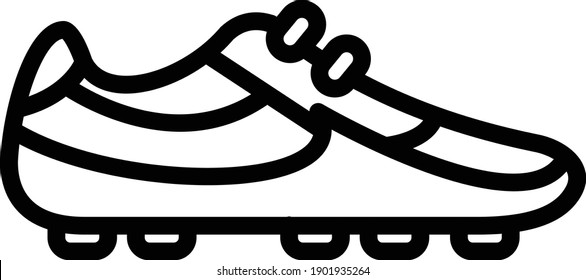 Studeded Shoes Concept, Cleat Footwear Vector line Icon Design, Base ball Symbol on white background, bat and ball game Sign, Sports equipment Stock,