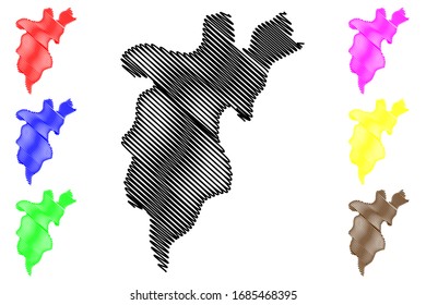 Studenicani Municipality (Republic of North Macedonia, Skopje Statistical Region) map vector illustration, scribble sketch Studenicani map