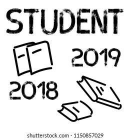 Student 2018-2019. Textbooks . Vector illustration on white background.