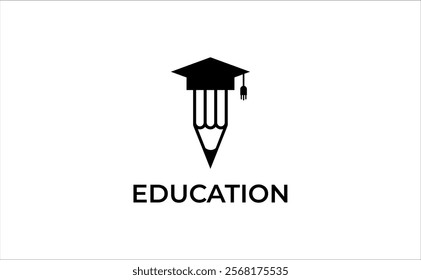 student academic logo ,pencil draw vector with graduation icon logo template