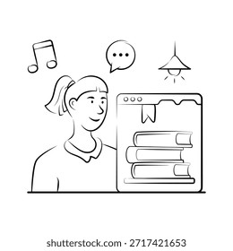 Student accessing books and study resources in a digital library