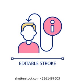 Student acquiring specific knowledge RGB color icon. Retain information effectively. Skills development. Isolated vector illustration. Simple filled line drawing. Editable stroke. Arial font used