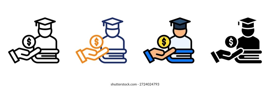 Icono de ayuda estudiantil Ilustración vectorial de estilo múltiple