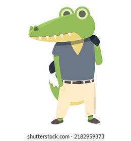 Student alligator icon cartoon vector. Jungle reptile. Swamp activity