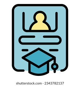 Student app icon outline vector. Office study. Digital exam color flat