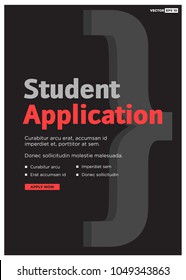 Student Application Page Layout with Bullet Points and Apply Now Button