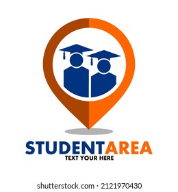 Student area or location vector logo template. This design use human and pin symbol. Suitable for education.