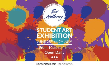 Student Art Exhibition Landscape Banner Design Template.