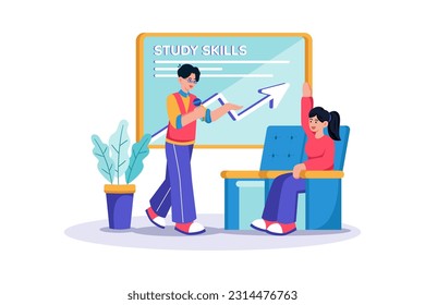 A student attends a seminar on study skills.