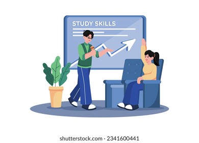 A student attends a seminar on study skills.
