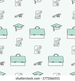 Student Attributes. Vector Line Symbols. Background, Template For A Thematic Site. Seamless Pattern