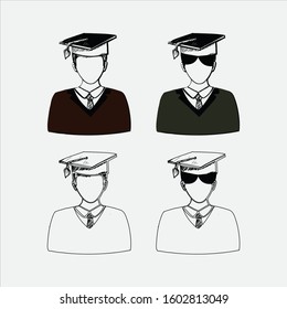 Student Avatar, Boy, Girl, With Graduation Cap, Education School Line,